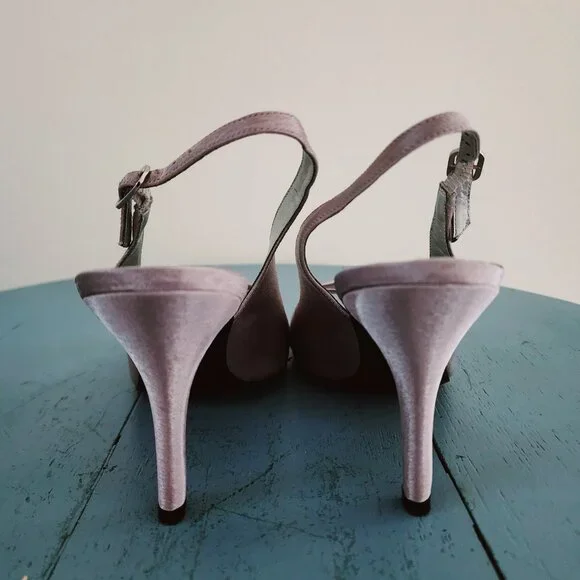 The Touch of Nina Velato Women's Silver Heels Satin W/ Gem Rhinestone Size: 7.5 - Picture 5 of 7